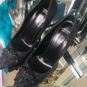 Sexy black glittery Versace heels